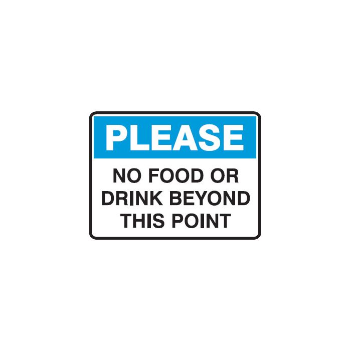 Housekeeping Signs - No Food Or Drink Beyond This Point