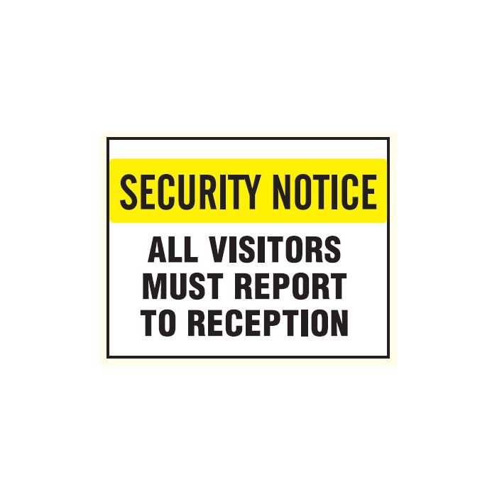 See Thru Security Labels - All Visitors Must Report To Reception