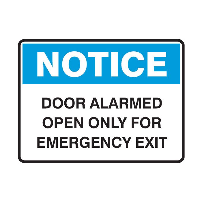 Small Labels - Door Alarmed Open Only For Emergency Exit