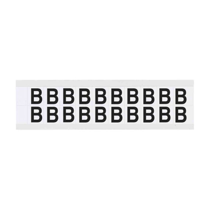 Outdoor Numbers and Letters, "B", 15.875mm Font Size, 16.66mm (W) x 19.05mm (H), Vinyl, Black on White