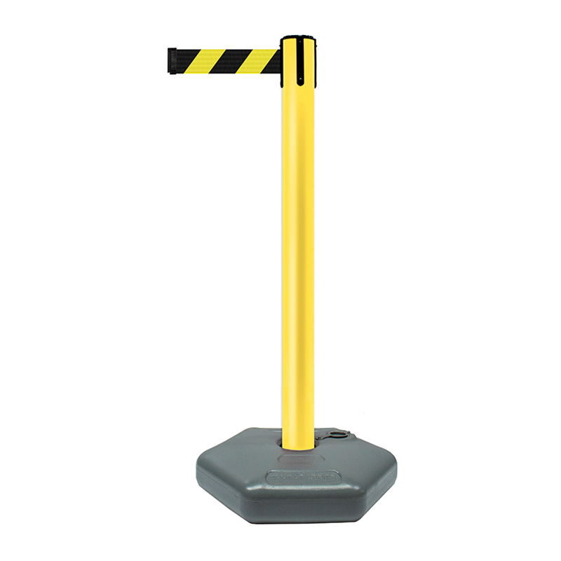 Outdoor Tensabarrier Stanchion System - Yellow Post w/ Yellow/Black Tape