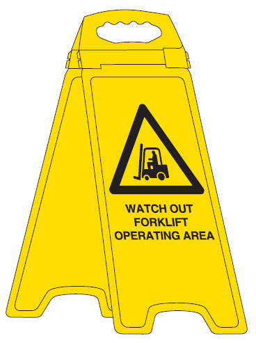 Deluxe Floor Stand/Sign - Watch Out Forklift Operating Area