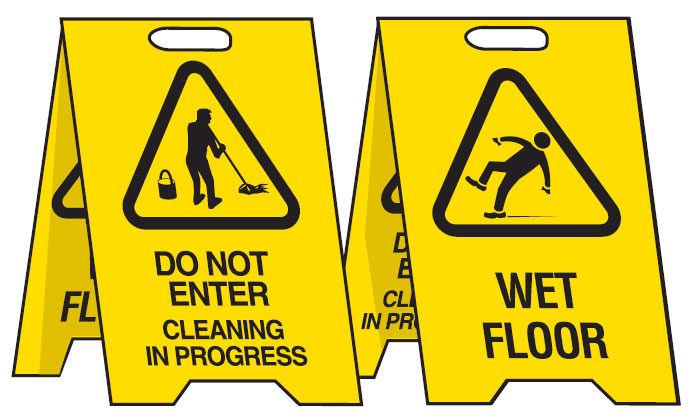 Double Sided Economy Floor Stand/Sign - Cleaning In Progress/Wet Floor