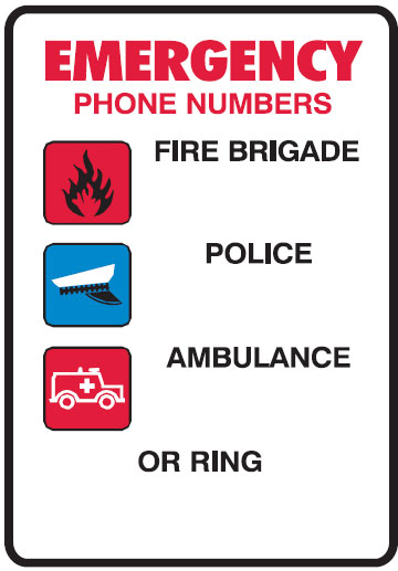 First Aid Signs - Emergency Phone Numbers