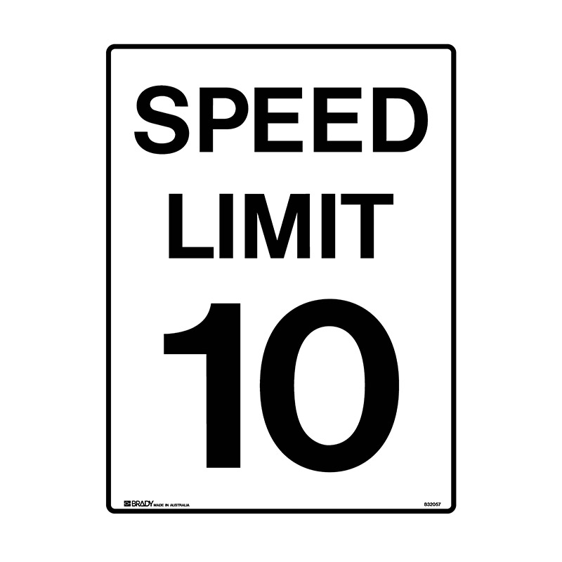 Traffic Control Sign - Speed Limit 10, 450mm (W) x 600mm (H), Class 1 (400) Reflective Metal