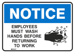 Toughwash® Notice Signs - Employees Must Wash Hands Before Returning To Work