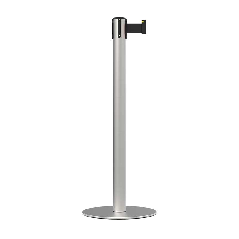 Retractable Crowd Control Plus Barrier - 3m Black Belt with Silver Post