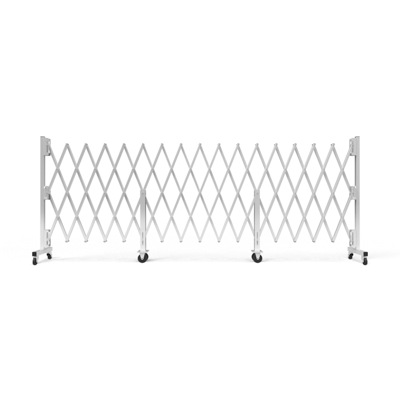 Heavy Duty Expanding Barrier with Wheels 1.43m (H) x 6.7m (L) Silver