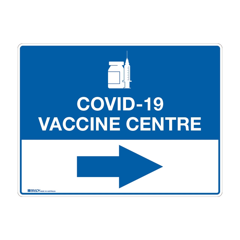 COVID-19 Vaccine Centre Sign, Right 250X180 SS