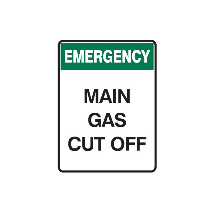 Emergency Info Signs - Main Gas Cut Off