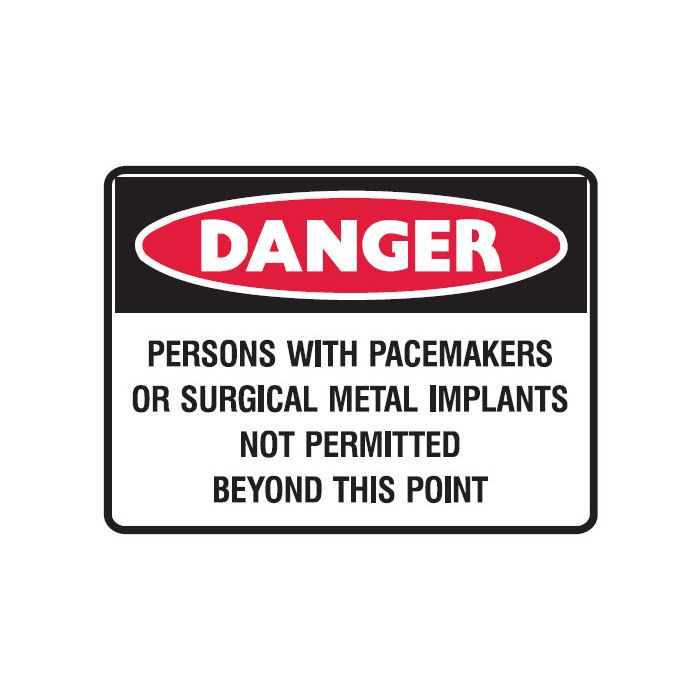 Electrical Hazard Warning Signs  - Persons With Pacemakers Or Surgical Metal Implants Not