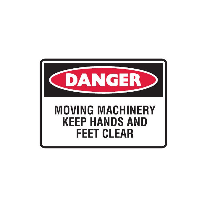 Moving Machinery Danger - Small Graphic Labels H90mm x W125mm