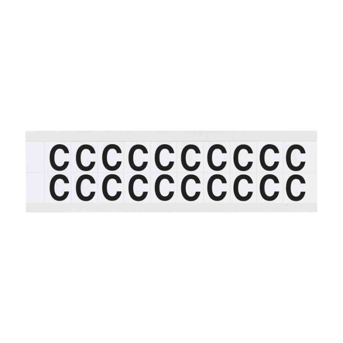 Outdoor Numbers and Letters, "C", 15.875mm Font Size, 16.66mm (W) x 19.05mm (H), Vinyl, Black on White