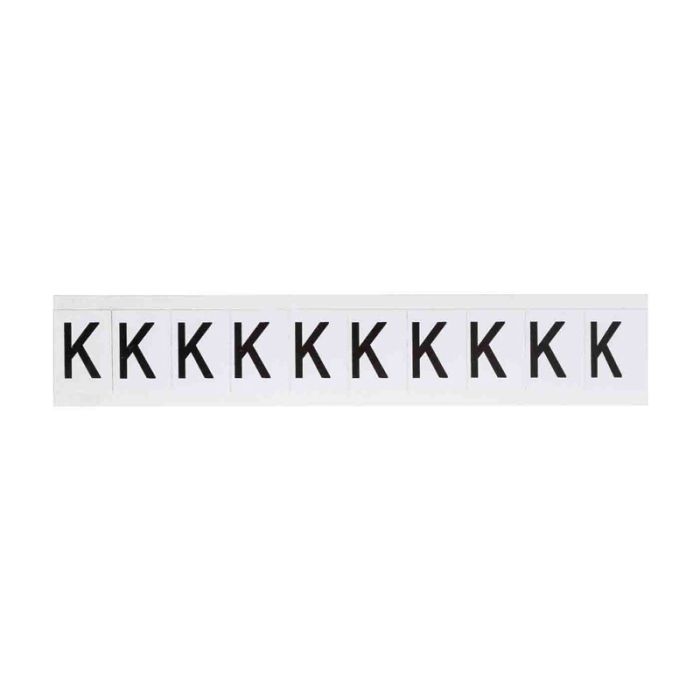 Outdoor Numbers and Letters, "K", 25.4mm Font Size, 27mm (W) x 38.1mm (H), Vinyl, Black on White