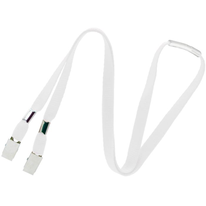 Double Bulldog Clip Event Lanyard With Breakaway, 10mm, White, Pack Of 100