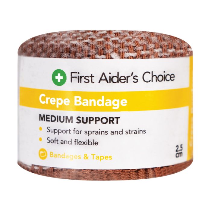 First Aiders Choice Medium Support Crepe Bandage, 2.5cm
