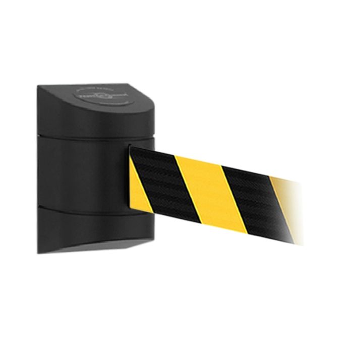 Wall Mount Barrier Units - 7.7m webbing, Black/Yellow