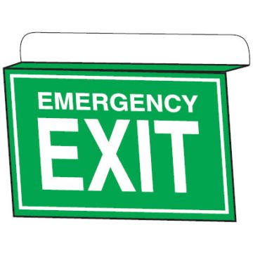 Drop Ceiling Double Faced Signs - Emergency Exit