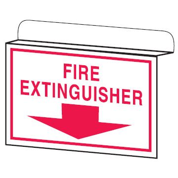 Drop Ceiling Double Faced Signs - Fire Extinguisher W/ Down Arrow