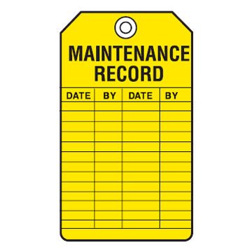 Equipment Servicing Tags - Maintenance Record