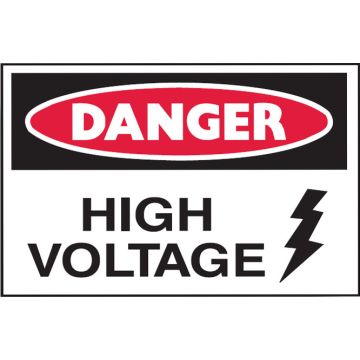 Graphic Safety Labels On A Roll - High Voltage W/Picto