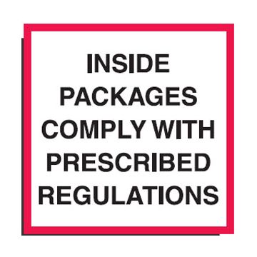 Shipping Labels - Inside Packages Comply With Prescribed Regulations