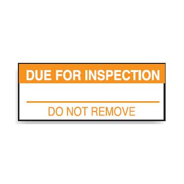 Write On Labels - Due For Inspection