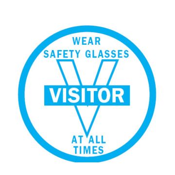 Safety Hard Hat Labels - Visitor Wear Safety Glasses At All Times