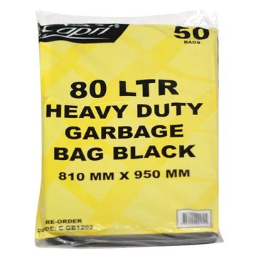 50pk Heavy Duty Garbage Bags Bin Liner 75L-80L