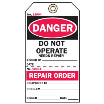 2 Part Production Status Tags - Danger Do Not Operate