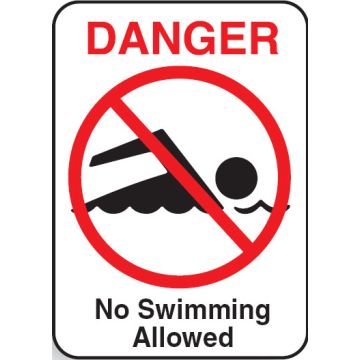 Water Safety Signs - No Swimming Allowed W/Picto