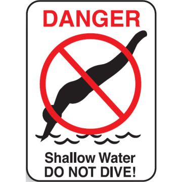Water Safety Signs - Shallow Water Do Not Dive! W/Picto