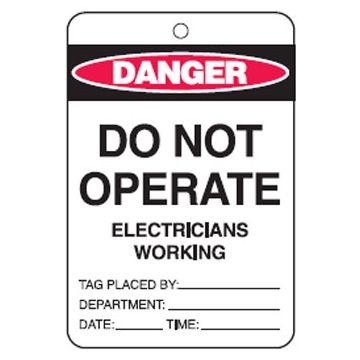 Economy Safety Tags - Do Not Operate Electricians Working