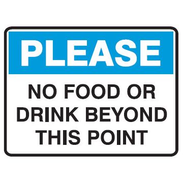 Housekeeping Signs - No Food Or Drink Beyond This Point