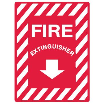 Standard Fire Signs  - Fire Extinguisher (Striped Border) Arr/D