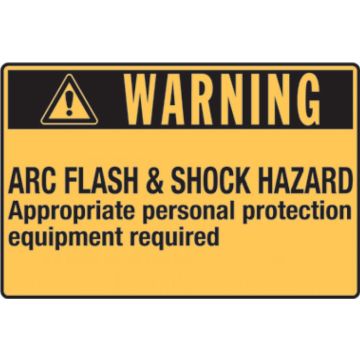 Graphic Safety Labels On A Roll - Arc Flash & Shock Hazard Appropriate Personal Protection Equipment Required