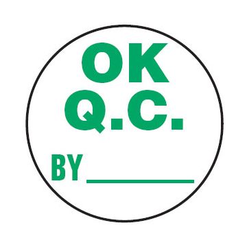 Pre-Printed Paper Labels - Ok Q.C. By