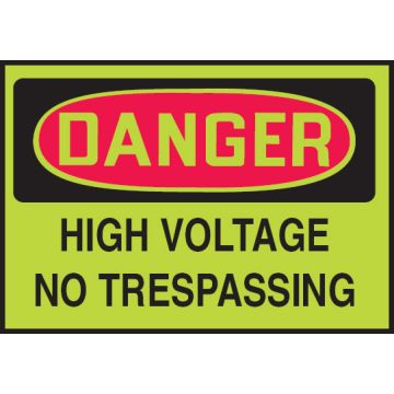 Glow Electricity Safety Label  - High Voltage No Trespassing
