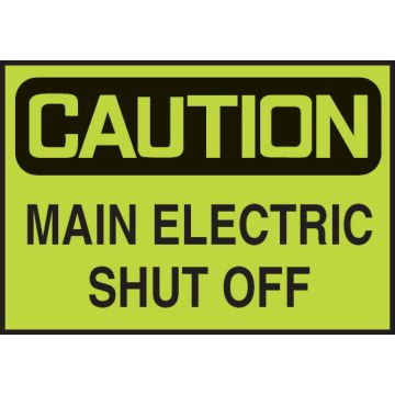 Glow Electricity Safety Label  - Main Electric Shut Off