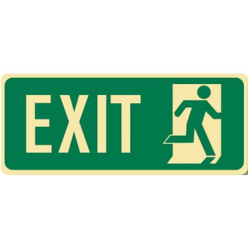 Luminous Emergency Exit Sign with Picto, 50mm (H) x 180mm (W), Self Adhesive Polyester