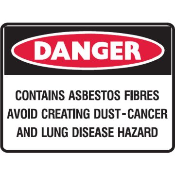 Asbestos Warning Signs - Contains Asbestos Fibres Avoid Creating Dust - Cancer And Lung Disease Hazard