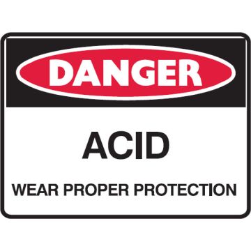 Hazardous Substance Signs - Acid Wear Proper Protection