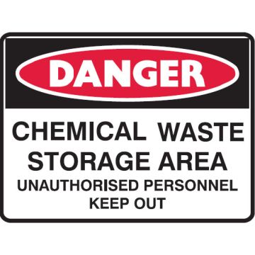 Small Graphic Labels - Chemical Waste Storage Area Unauthorised Persons Keep Out
