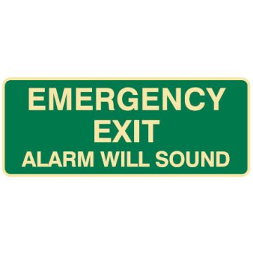Exit/Evacuation Signs - Emergency Exit Alarm Will Sound