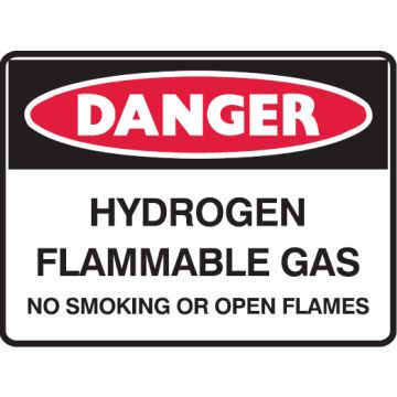 Flammable Material Signs - Hydrogen Flammable Gas No Smoking Or Open Flames