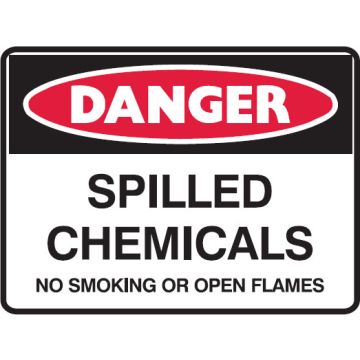 Hazardous Substance Signs  - Spilled Chemicals No Smoking Or Open Flames