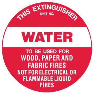 Fire Marker/Disc Signs - This Extinguisher Water