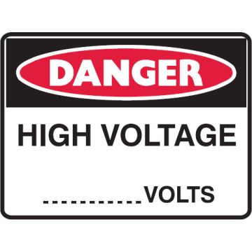 Electrical Hazard Signs - High Voltage Â…Â….. Volts