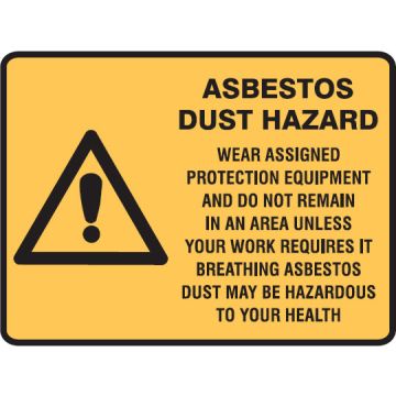 Asbestos Warning Signs - Asbestos Dust Hazard Wear Assigned Protection Equipment, Etc