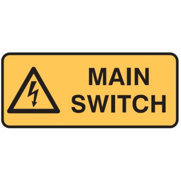 Electrical Hazard Signs - Main Switch W/Picto